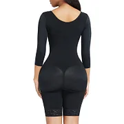 Black and Skin Butt Lifting Hooks Straps Full Bodysuit Body Shapewear