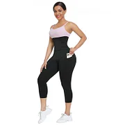 BOSSELI SHAPEWEAR  2 In 1 PU Coated Lining Single Waistband Neoprene Waist Trainer Leggings.