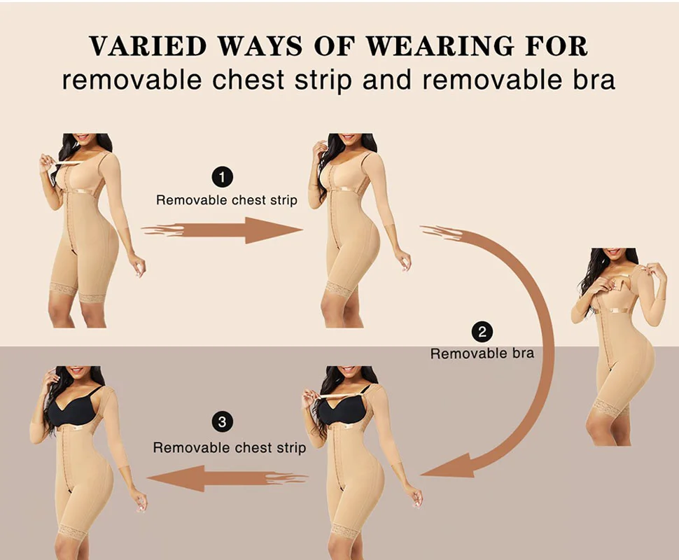 Black and Skin Butt Lifting Hooks Straps Full Bodysuit Body Shapewear