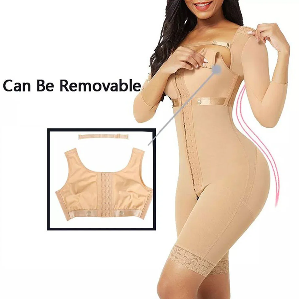 Black and Skin Butt Lifting Hooks Straps Full Bodysuit Body Shapewear