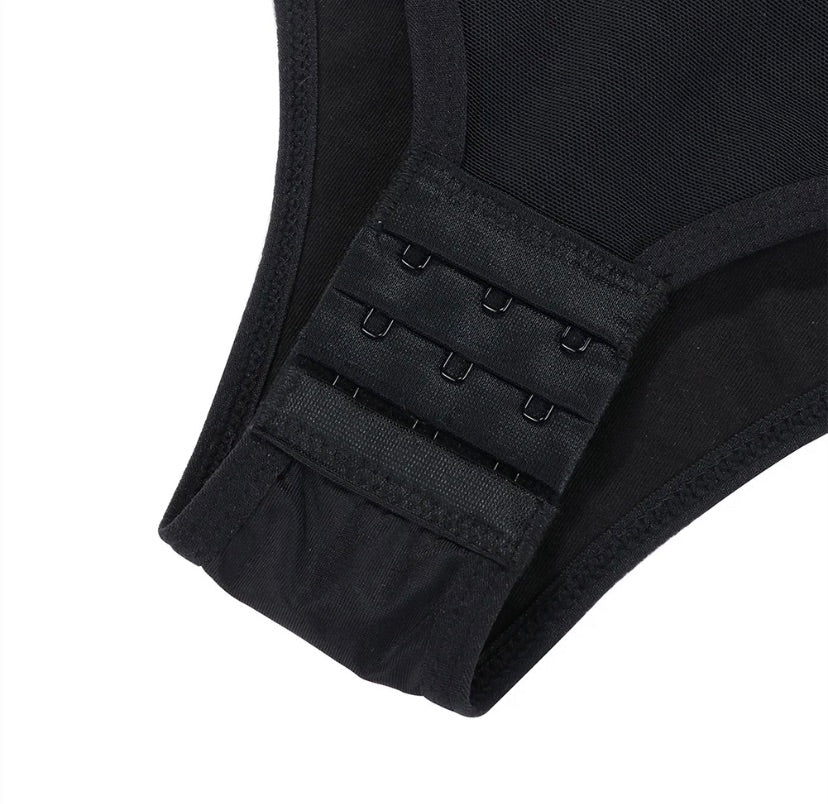 BOSSELI SHAPEWEAR Black Crotch Hooks High Waist Bodysuit Body Shaper
