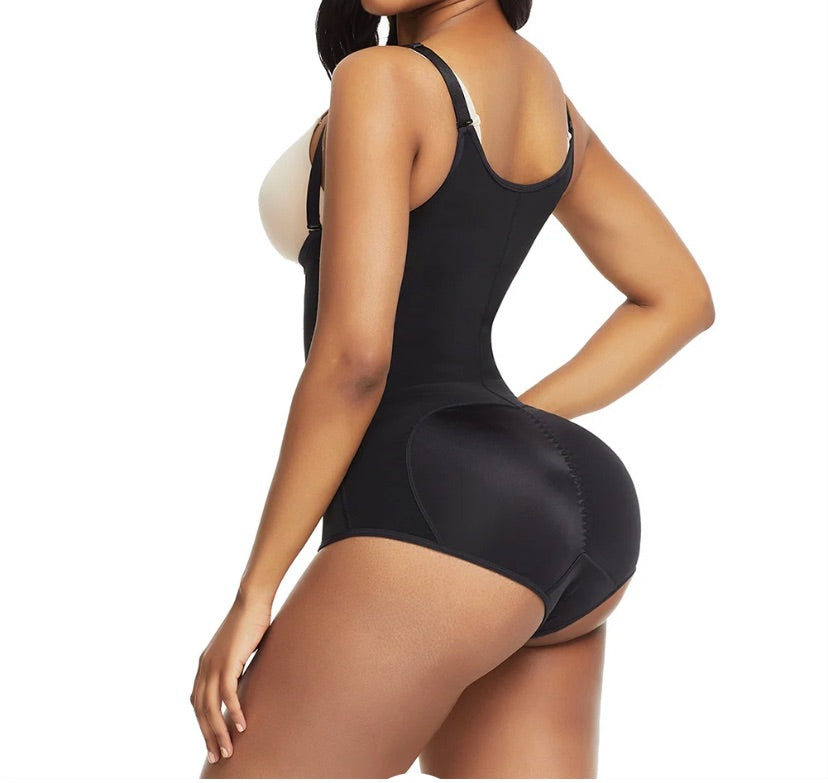 BOSSELI SHAPEWEAR Black Crotch Hooks High Waist Bodysuit Body Shaper